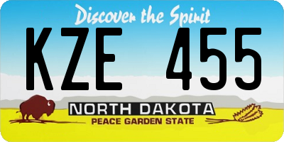 ND license plate KZE455