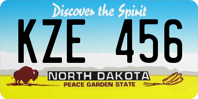 ND license plate KZE456