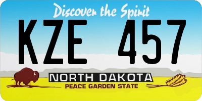 ND license plate KZE457