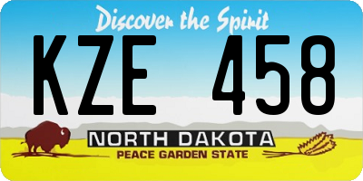 ND license plate KZE458