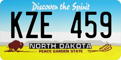 ND license plate KZE459