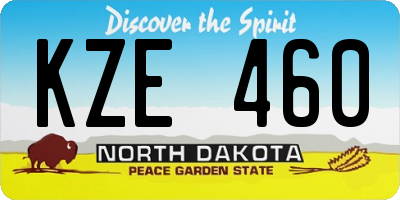 ND license plate KZE460