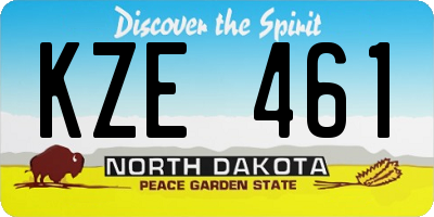 ND license plate KZE461