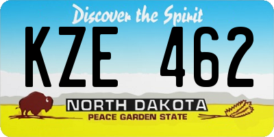 ND license plate KZE462