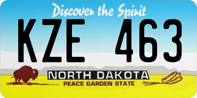 ND license plate KZE463