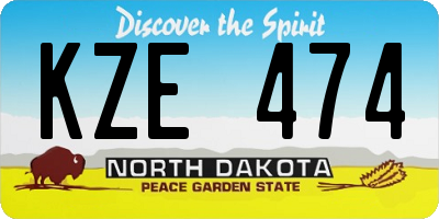 ND license plate KZE474