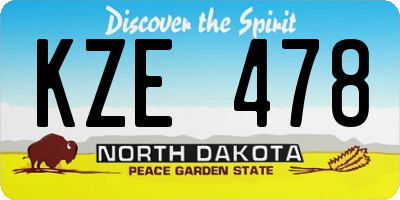 ND license plate KZE478