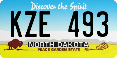 ND license plate KZE493