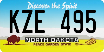 ND license plate KZE495