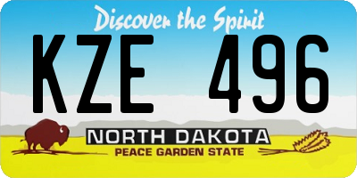 ND license plate KZE496
