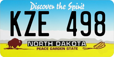 ND license plate KZE498