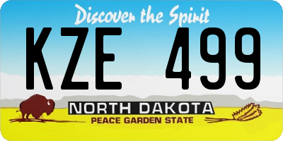 ND license plate KZE499