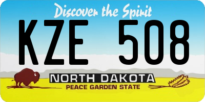 ND license plate KZE508