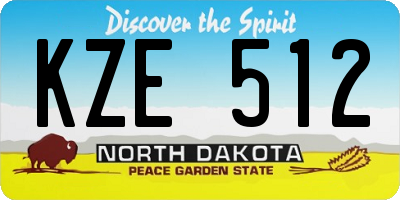 ND license plate KZE512