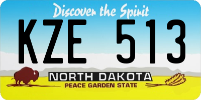 ND license plate KZE513