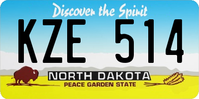 ND license plate KZE514