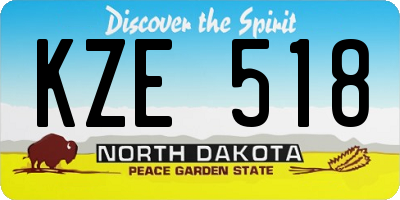 ND license plate KZE518