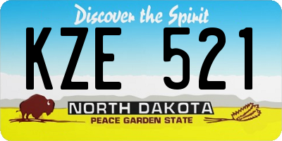 ND license plate KZE521