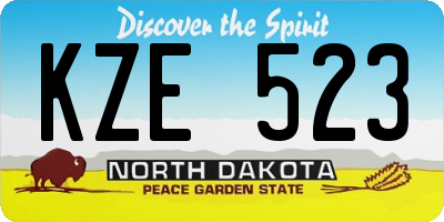 ND license plate KZE523