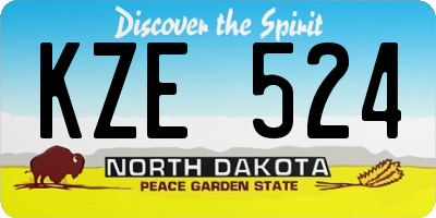 ND license plate KZE524