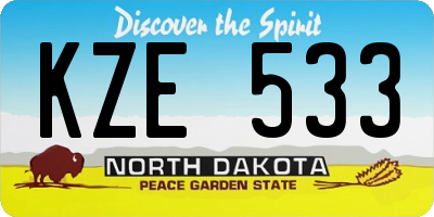 ND license plate KZE533