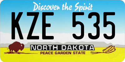 ND license plate KZE535