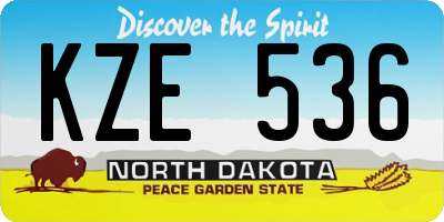 ND license plate KZE536