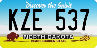ND license plate KZE537