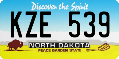 ND license plate KZE539