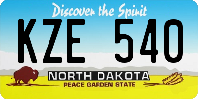 ND license plate KZE540