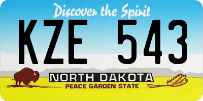 ND license plate KZE543