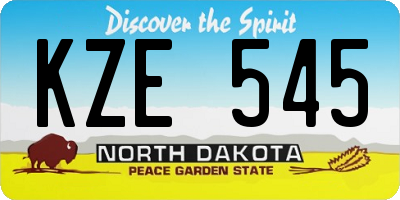 ND license plate KZE545