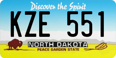 ND license plate KZE551