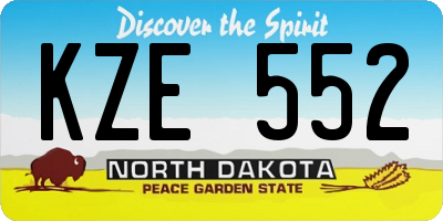 ND license plate KZE552