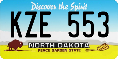 ND license plate KZE553