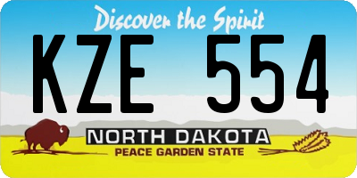 ND license plate KZE554