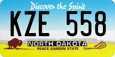 ND license plate KZE558