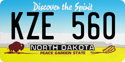 ND license plate KZE560