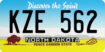 ND license plate KZE562