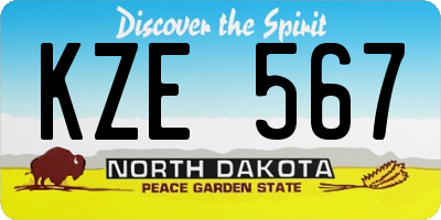 ND license plate KZE567