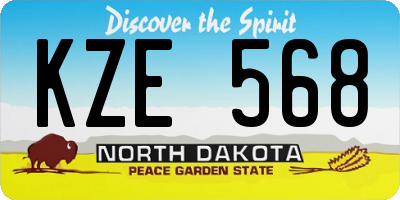 ND license plate KZE568
