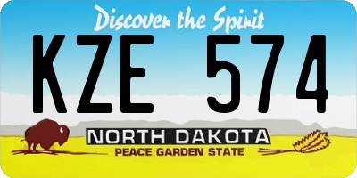 ND license plate KZE574