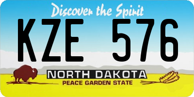 ND license plate KZE576