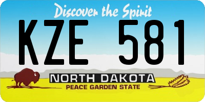 ND license plate KZE581