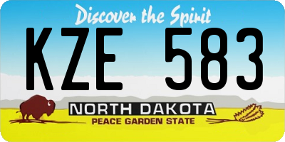 ND license plate KZE583