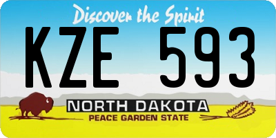 ND license plate KZE593