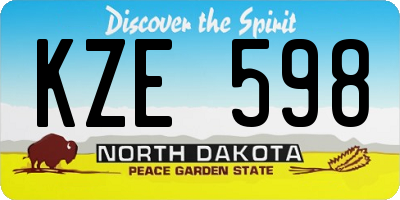 ND license plate KZE598