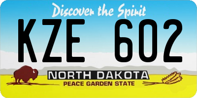 ND license plate KZE602
