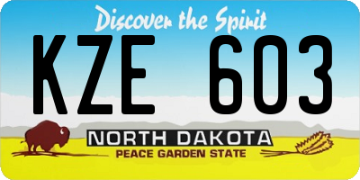 ND license plate KZE603