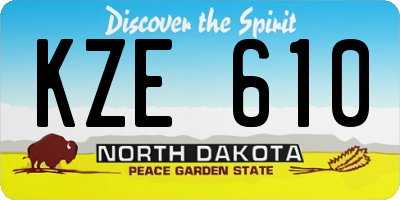 ND license plate KZE610
